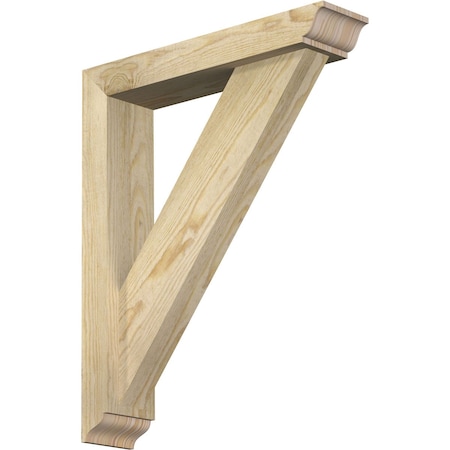 Ekena Millwork Traditional Traditional Rough Sawn Bracket w/ Offset Brace, Douglas Fir, 4"W x 18"D x 22"H BKT0402X18X22TRA01RDF